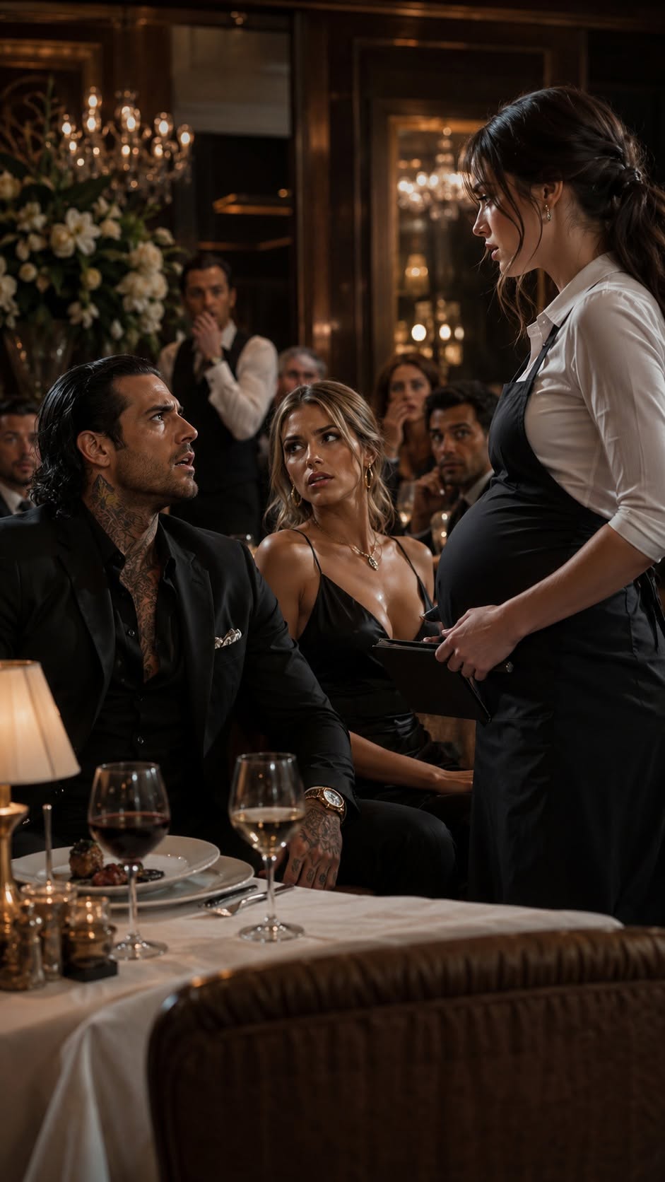 THE MAFIA BOSS TOOK HIS FIANCÉE TO DINNER—BUT WHEN THE PREGNANT WAITRESS DROPPED HER GLASSES, HE RECOGNIZED THE WIFE HE HAD BURIED EIGHT MONTHS AGO, AND HER SECRET DESTROYED HIS WORLD