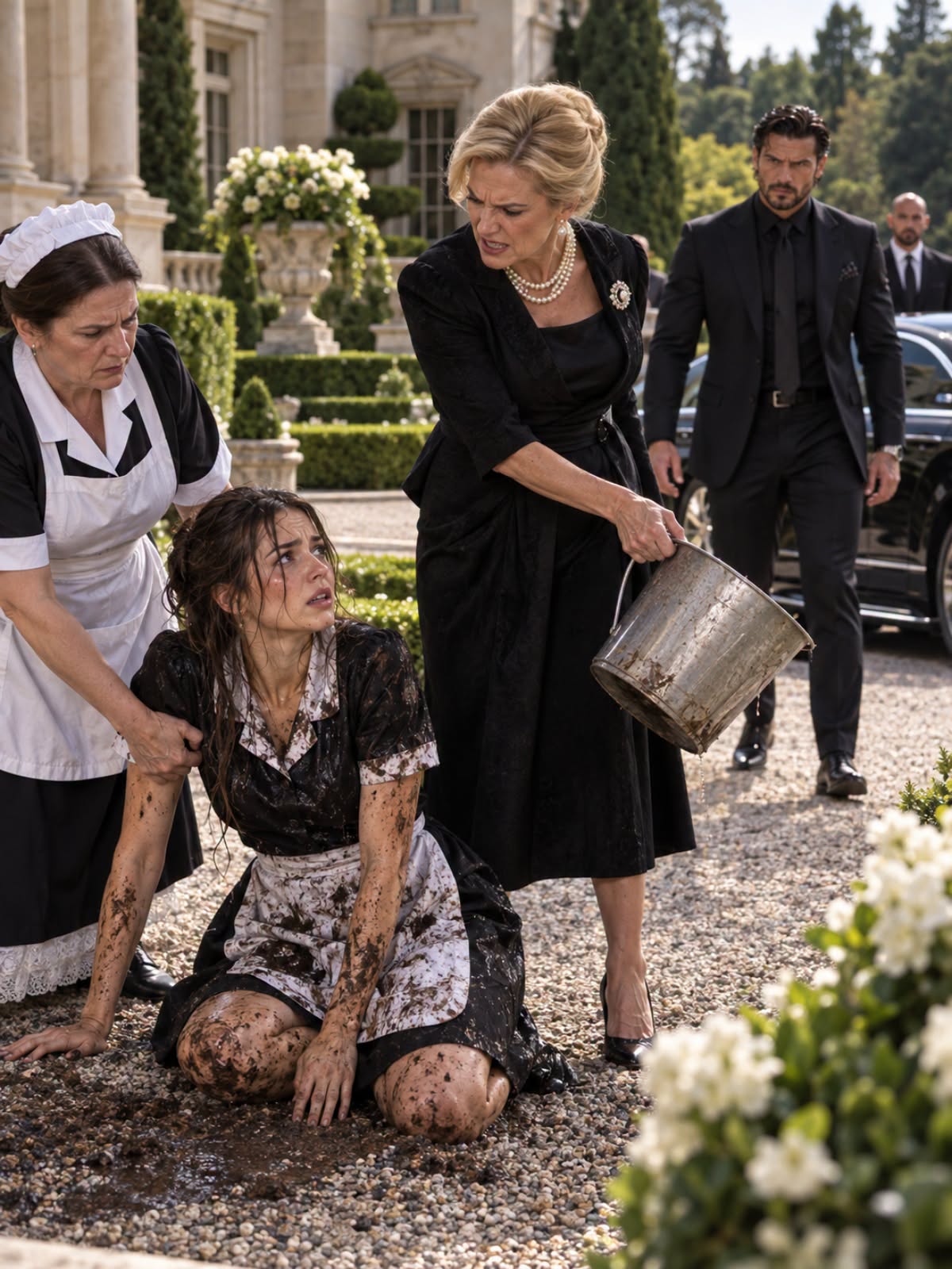 Everyone Thought the New Maid Was Finished When the Mafia Boss’s Mother Forced Her to Her Knees—Then Her Son Saw the Silver Medal Around Her Neck and Realized She Was the Woman Who Had Saved His Life