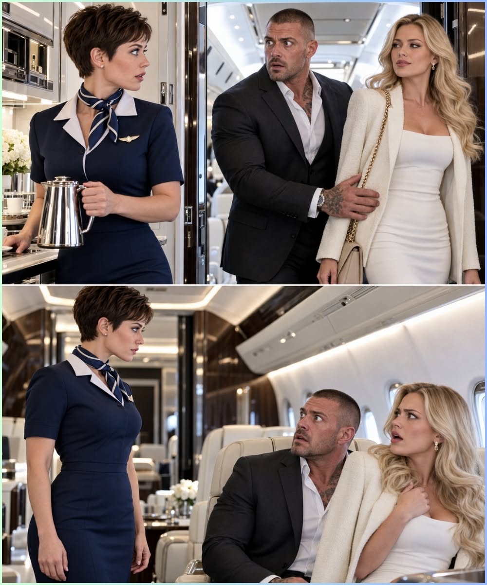 THE FLIGHT ATTENDANT WELCOMED HER HUSBAND ABOARD A PRIVATE JET—BUT WHEN HIS BLONDE MISTRESS ASKED WHO SHE WAS, ONE ANSWER EXPOSED ELEVEN YEARS OF LIES AND A SECRET THAT COULD DESTROY HIS MILLION-DOLLAR BUSINESS
