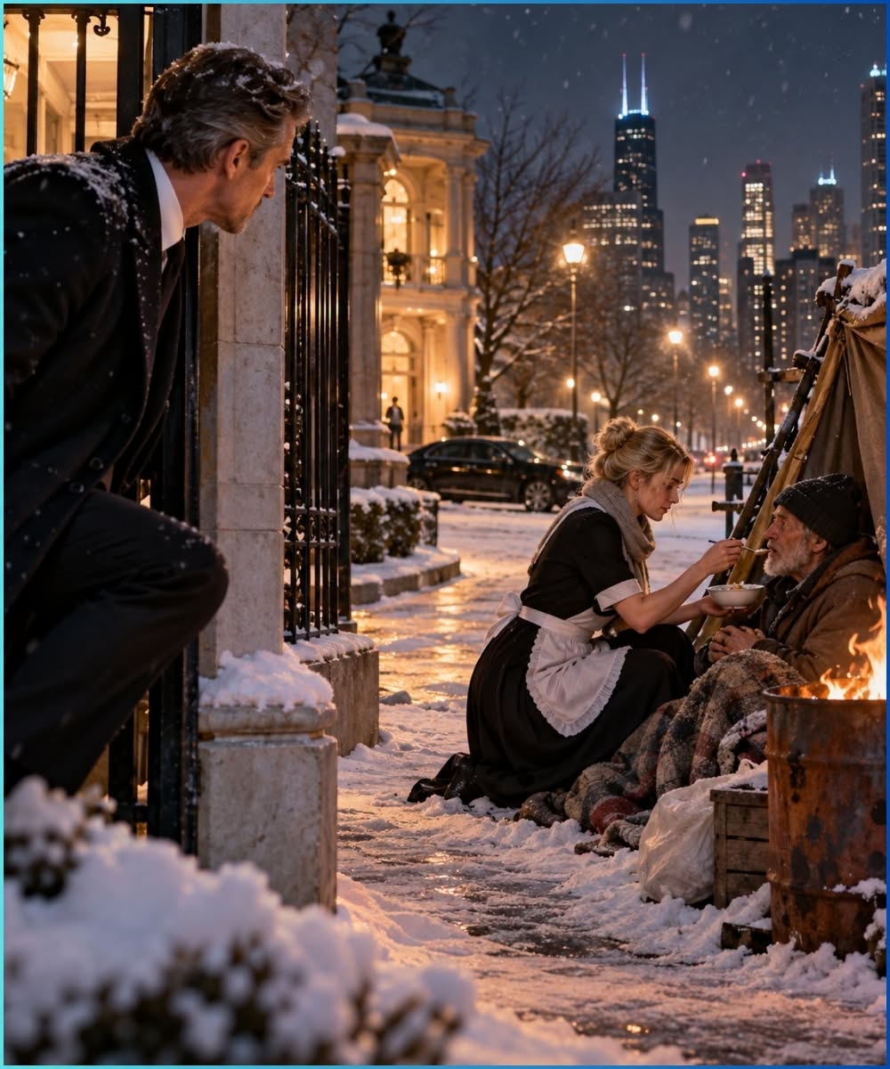 THE BILLIONAIRE FOUND HIS MAID SELLING HOT DOGS IN THE FREEZING RAIN—THEN THE OLD MAN BEHIND HER CART REVEALED THE DEBT HIS EMPIRE HAD NEVER PAID