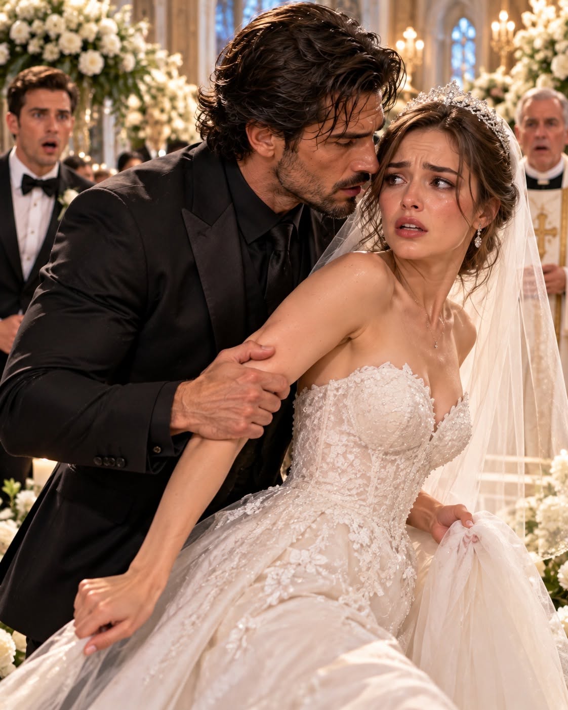 THE MAFIA BOSS DRAGGED A BILLIONAIRE'S BRIDE AWAY FROM THE ALTAR—THEN WHISPERED SIX WORDS THAT EXPOSED HER GROOM'S DEADLY SECRET AND CHANGED HER LIFE FOREVER