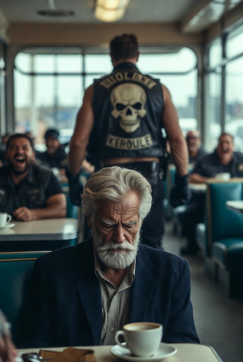 The Biker Mocked an Old Man and Stole His Cane in a Diner… Then He Saw the Patch and Realized He Had Just Humiliated His Own Grandfather