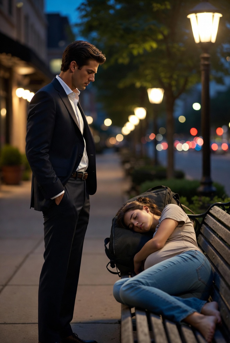 💔🌙 “Thrown Out While Pregnant, She Slept on a Park Bench… Until a Stranger Saw Her and Changed Everything”