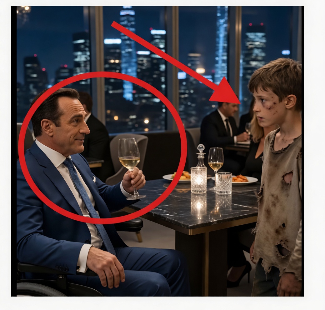The Millionaire Mocked the Street Boy in the Rooftop Restaurant… Then the Child Touched His Foot and Brought His Dead Brother Back Into the Room
