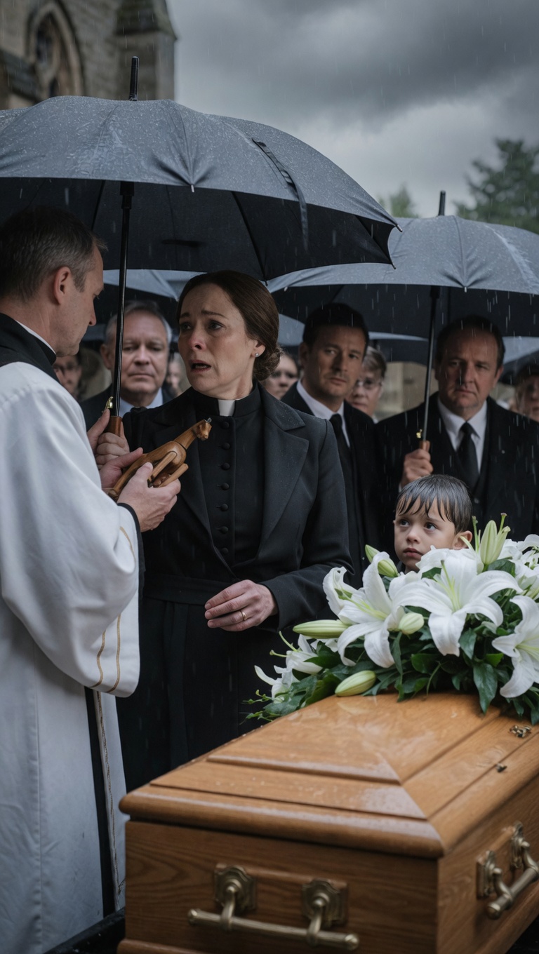 The Homeless Boy Brought a Burned Toy Horse to the Funeral… and the Widow Turned White Before It Was Opened