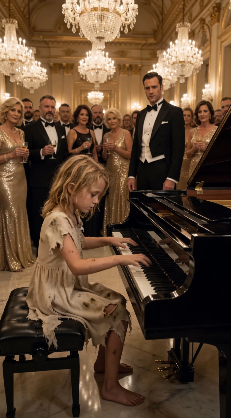 The Barefoot Girl Played for Food… Then the Millionaire Saw the Key Around Her Neck