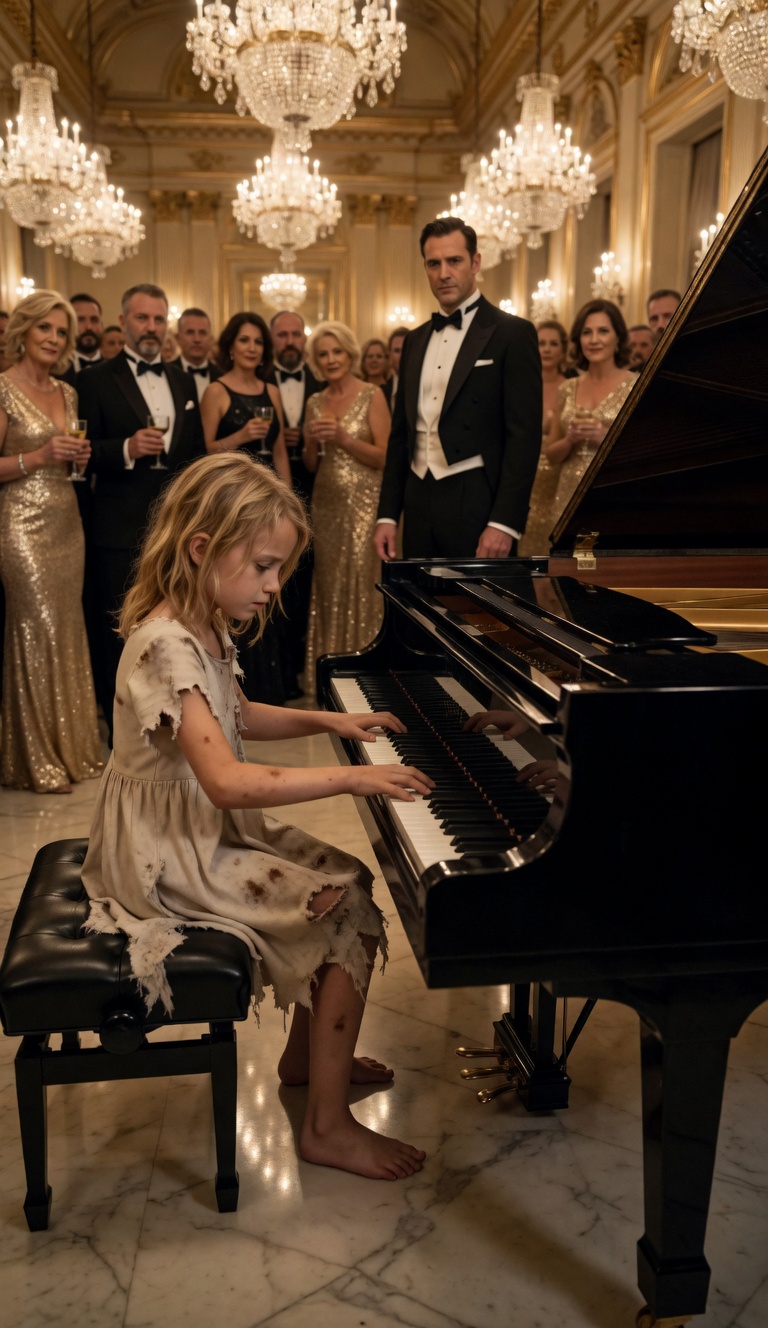 She Asked to Play for a Plate of Food… Then the Man Who Mocked Her Saw the Silver Key and Turned White