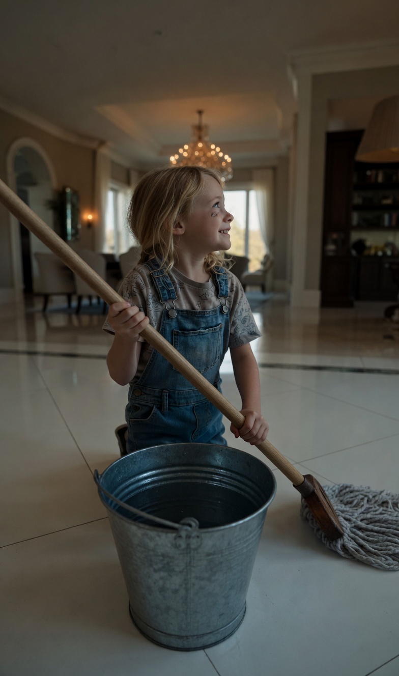 He Came Home Early and Found a Little Girl Cleaning His Floor—Moments Later, a Hidden Note Exposed the Lie That Destroyed His Marriage