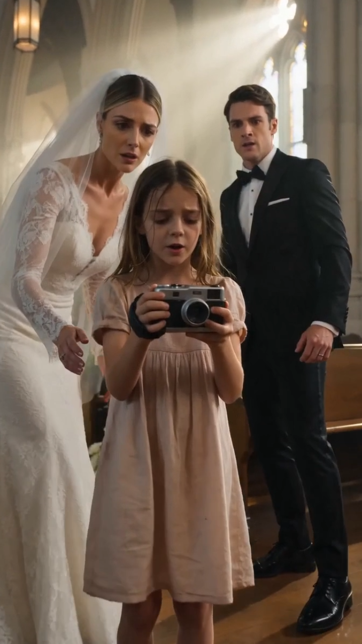 A Little Girl Interrupted a Billionaire Wedding With an Old Camera… Then the Groom’s Secret Played in Front of Everyone