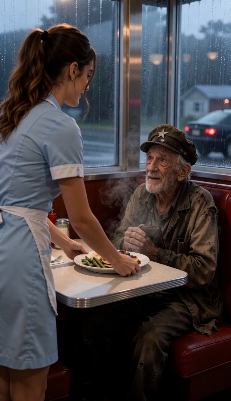 The Waitress Secretly Fed an Old Man Every Morning — Then Two Black SUVs Changed Her Life Forever