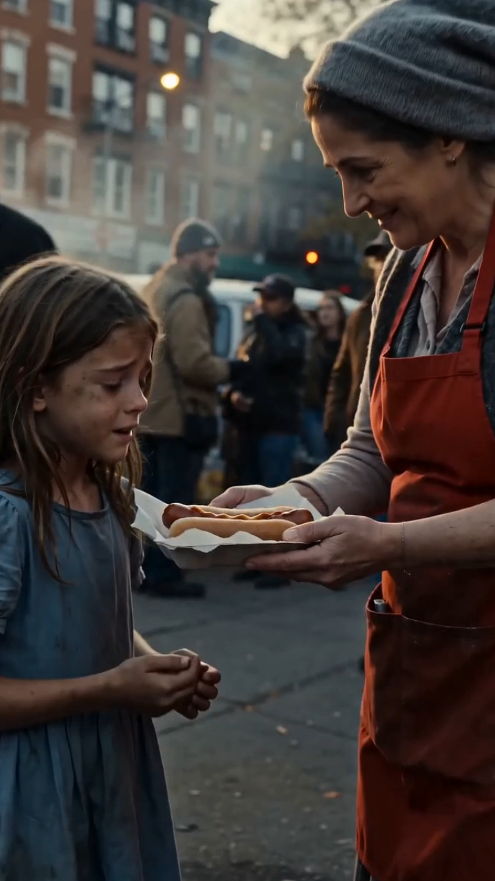 The Hot Dog Vendor Fed a Hungry Little Girl for Free… Fifteen Years Later, a Black Car Stopped at Her Cart