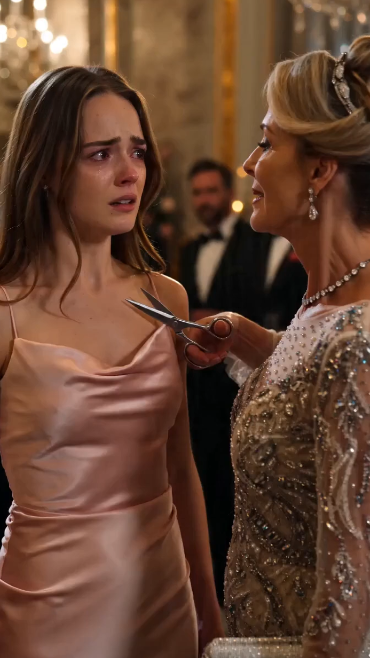 The Millionaire’s Wife Cut a Little Girl’s Dress at the Charity Ball — Then a Hidden Family Crest Changed Everything