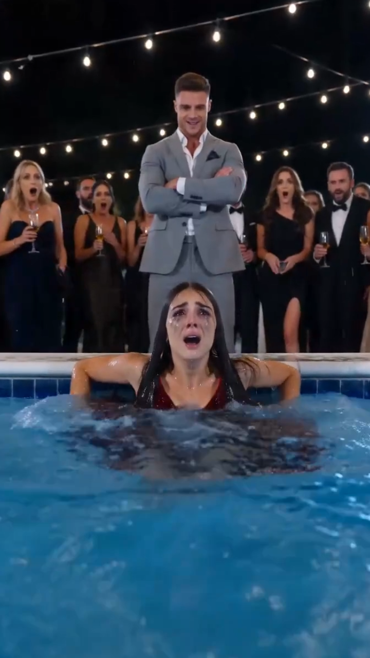 He Pushed Her Into the Pool in Front of Everyone — Then a Billionaire Stepped Out of a Black Car