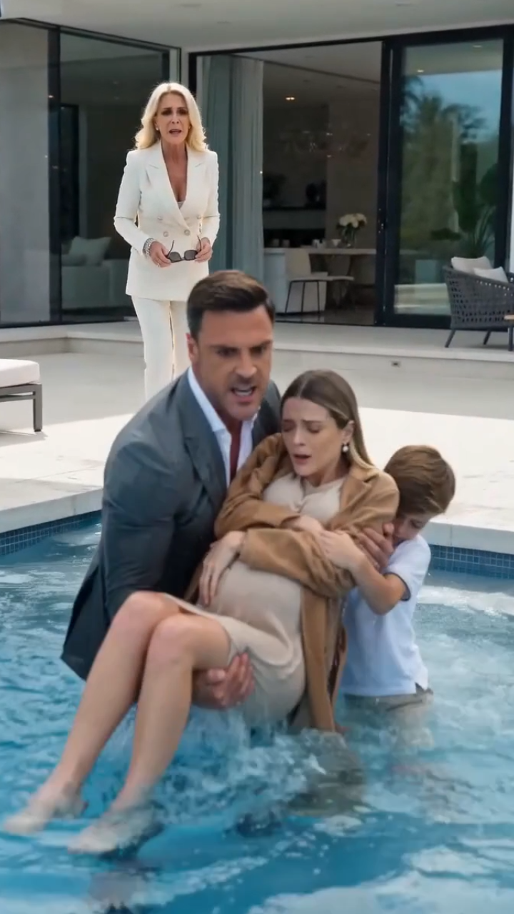 She Pushed a Pregnant Woman Into the Pool… Then Her Husband Arrived Holding the Evidence That Destroyed Everything