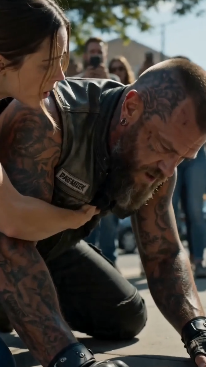 Everyone Feared the Biker Outside the Café… Until a Young Waitress Treated Him Like a Human Being