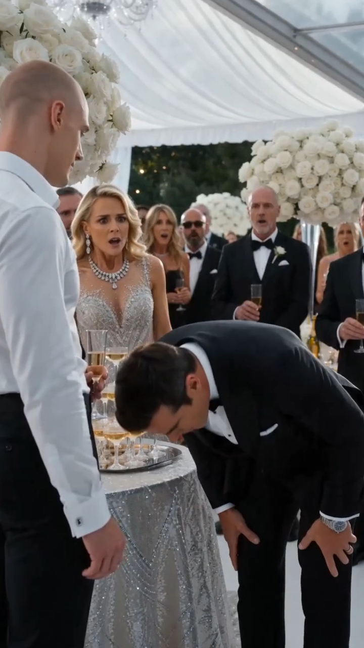 She Laughed at a “Poor” Guest at Her Luxury Wedding… Then Her Billionaire Husband Dropped to His Knees