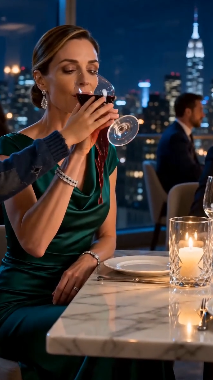 The Boy Grabbed Her Glass in the Middle of Dinner… Moments Later, the Entire Restaurant Understood Why