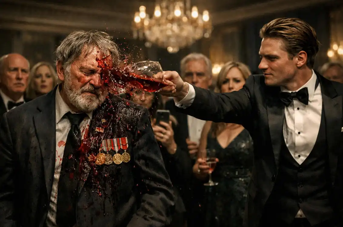 The Defense Heir Poured Wine on a Decorated Veteran in Front of Everyone — Then He Saw Who Was Walking Through the Door 👀