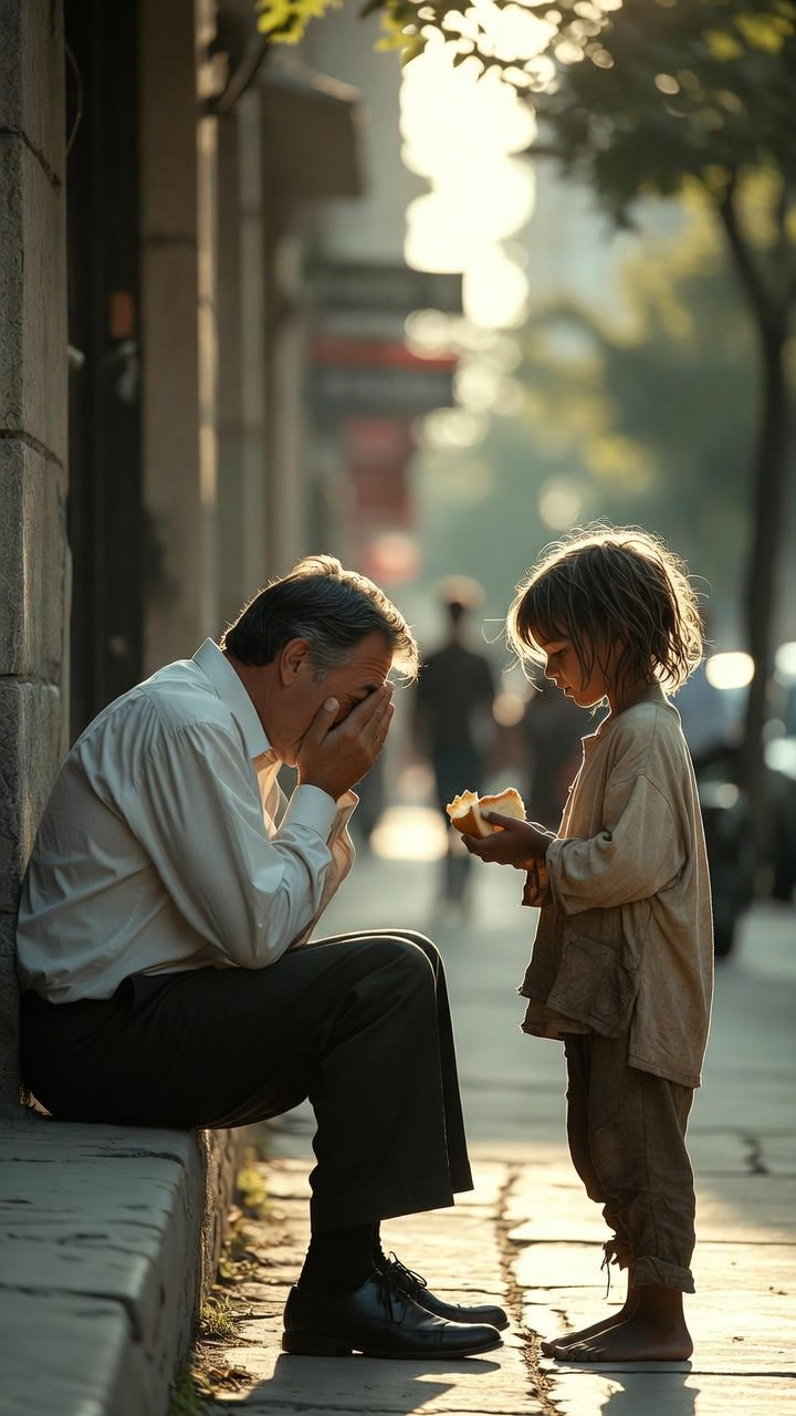 “Are you crying because you’re hungry too?” the little girl asked the millionaire—but her tears were for her mother…
