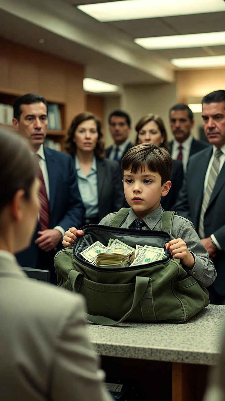 They Laughed When a Poor Boy Walked Into the Bank With a Worn-Out Bag… But the Moment He Opened the Zipper, Every Smile Disappeared