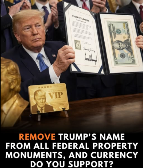 Donald Trump at the center of a renewed push to remove his name from federal properties.