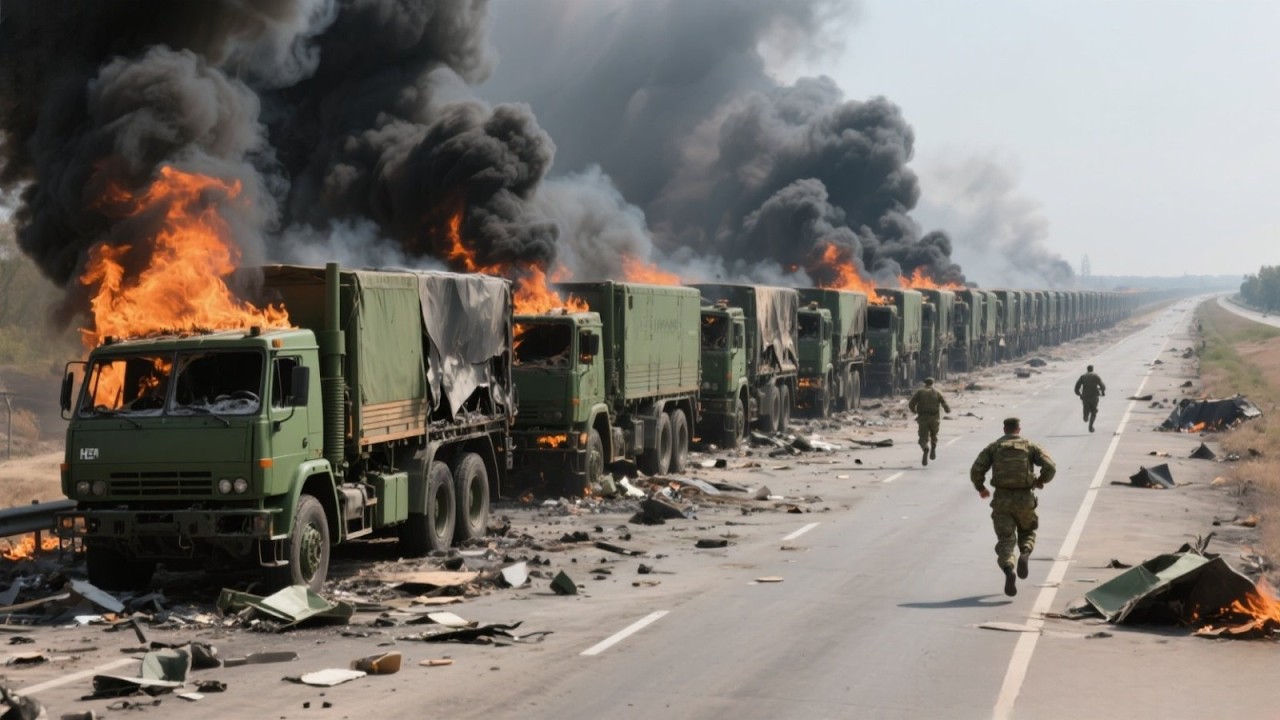 36 Trucks Carrying 6,200 tons of US missiles were destroyed by Russia at the border