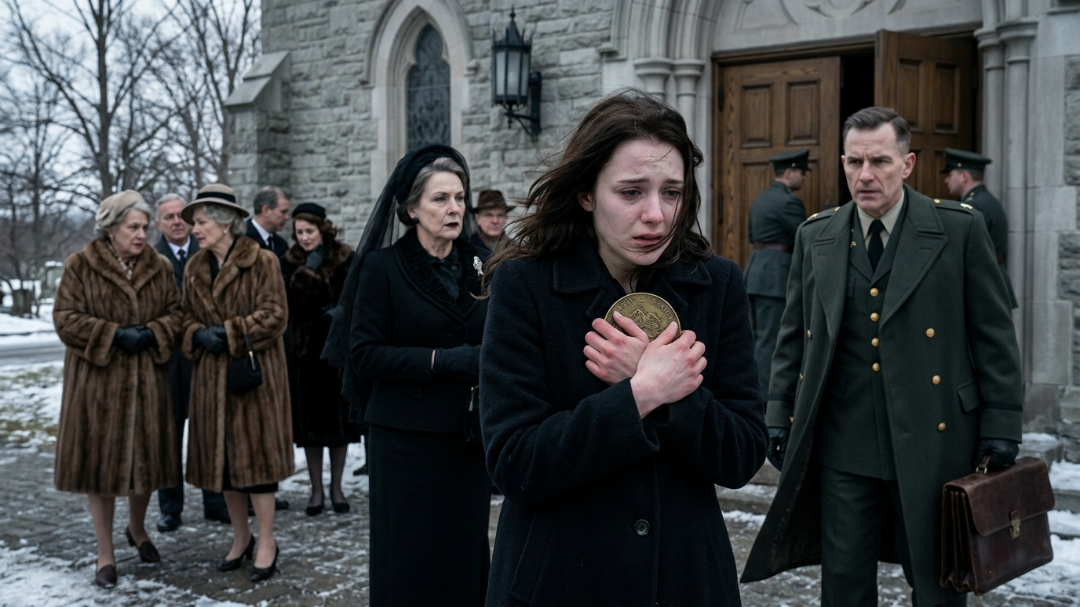 A Wealthy Mother-In-Law Slapped Her Daughter-In-Law At A Military Funeral And Forced Her To Kneel Outside The Chapel… But When A Stern Military Lawyer Saw The Tarnished Brass Coin In Her Hand, The Entire Room Went Dead Quiet.