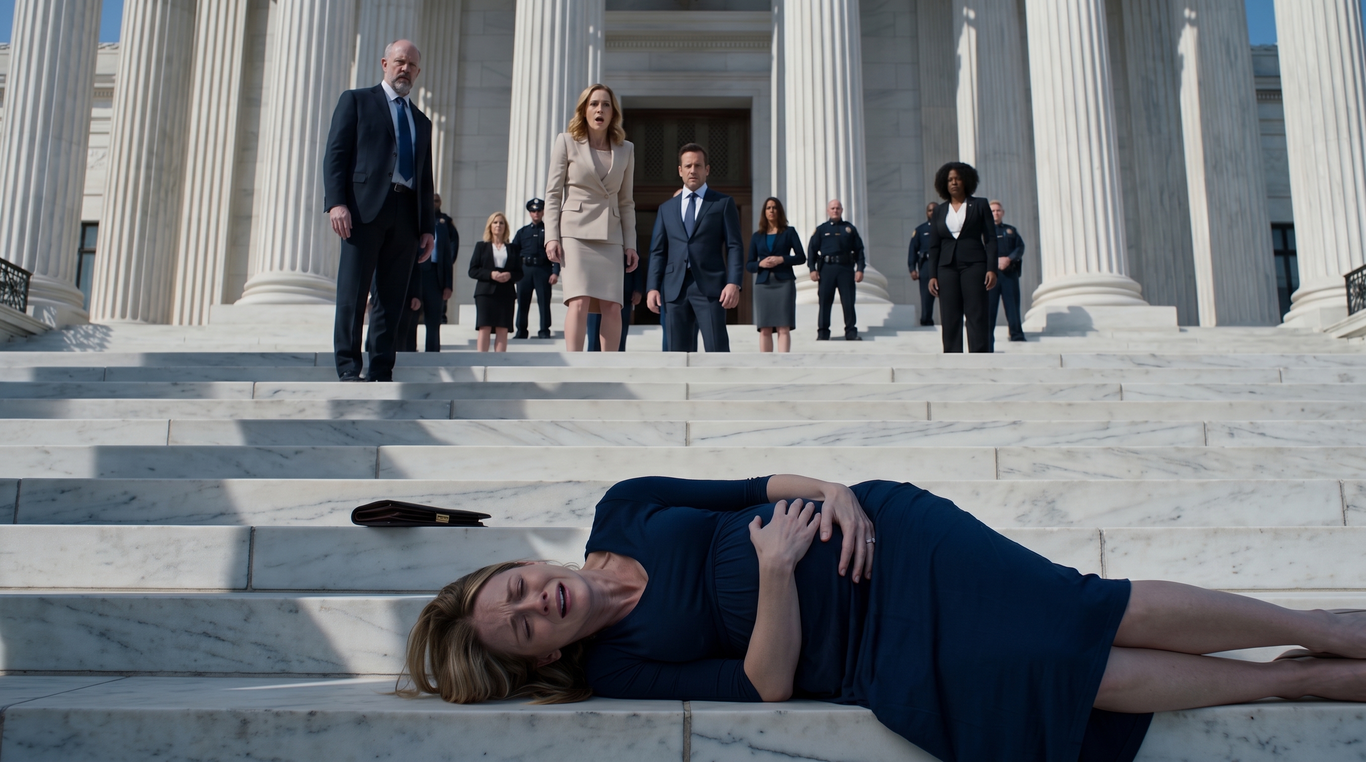 The mistress shoved his eight-month pregnant wife down the courthouse steps—but she never imagined the woman collapsing in a pool of blood was the beloved sister of the most ruthless attorney in the entire state.
