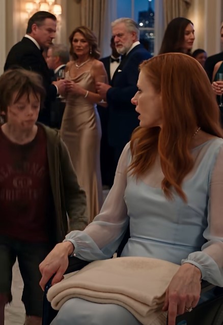 A homeless boy knelt beside the billionaire’s wheelchair-bound wife and whispered, “I can help you walk again.” Everyone expected her to send him away. Seconds later, she stood up for the first time in years—and spotted a letter in his pocket bearing her name.