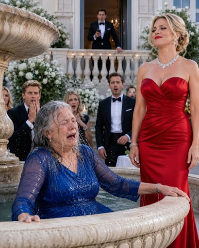 24"During our lavish engagement party, I watched from the balcony as my fiancée sh0ved my mother into the decorative fountain. """"Your cheap clothes are ruining my aesthetic,"""" she laughed with her rich friends. I didn't yell.