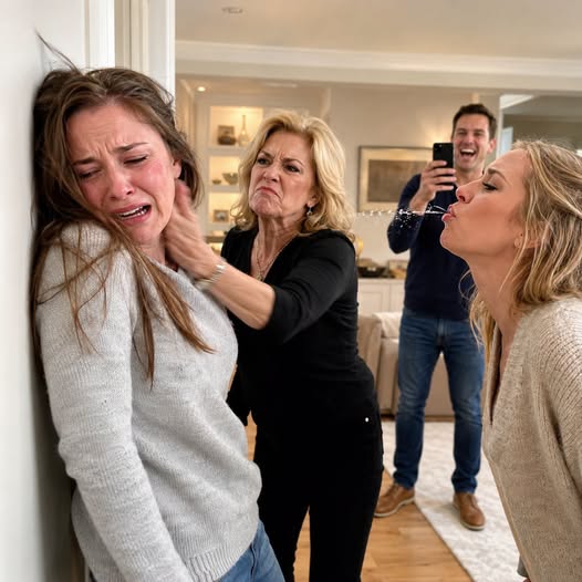 My mother slapped me so hard I slammed into the wall. My sister-in-law spat at me, and my brother-in-law laughed and called me a gold digger, thinking my husband was away on duty. But when the door opened and he walked into the room, his next words left them speechless with horror. The slap cracked across the living room so hard my shoulder struck the wall before I understood I was falling. While my ears rang, my sister-in-law leaned close, spat at my feet, and whispered, “That’s where gold diggers belong.”