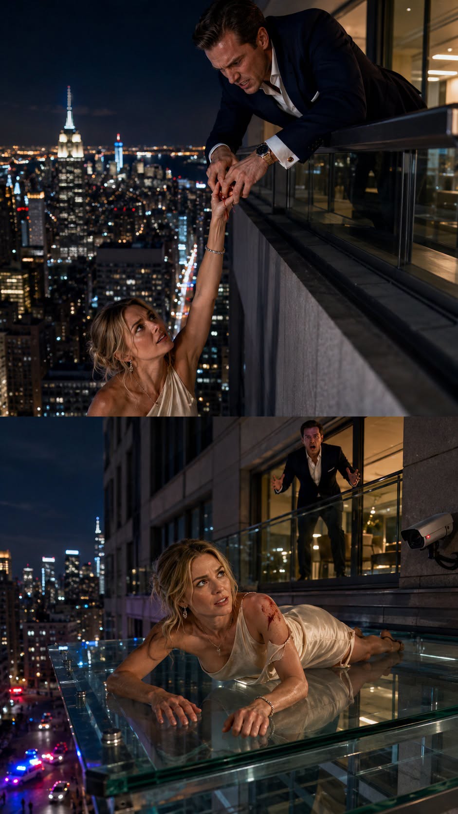 “You should have died the first time,” Adrian hissed, gripping my injured arm before five hundred guests at his family’s gala. He believed he had erased the balcony footage and buried my father’s death forever. I raised the microphone and smiled. “You’re right, Adrian. Someone is going to lose everything tonight.” Then every ballroom screen lit up with the moment he pushed me—and the doors opened behind him…