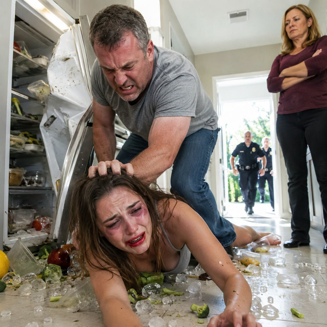 My stepfather rammed my disabled sister into the refrigerator, then kneed her, breaking her nose. Bloody and trembling, she crawled to get her phone and call me. I drove five hours through a storm. My mother said, "It's just a minor scratch." What happened afterward... still haunts me. My sister’s scream ended with the sound of her skull striking metal. Five hours away, I stared at my phone as the line went dead and knew, before anyone told me, that Daniel had finally gone too far.
