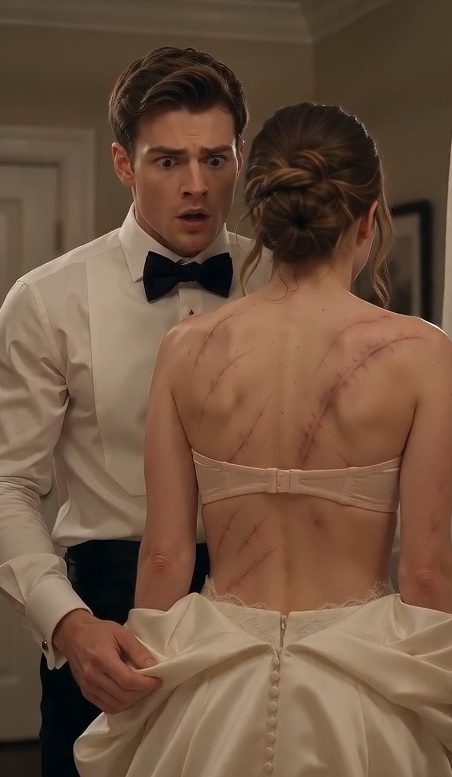 183"On our wedding night, I gently pulled down my wife's wedding dress—and was stunned to see the long scars etched across her body. “Who did this to you?” I whispered. She trembled. “My stepfather. He said no one would believe me.” I kissed her forehead and made a phone call. By dawn, the police had his recording, his bank account was frozen, and the monster who had terrorized her for years was begging for our forgiveness.
