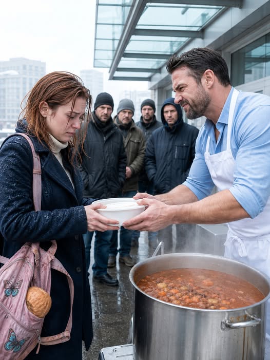 While handing out free meals, I recognized my ex-wife in the line and m0cked her: “Did the rich man you left me for finally abandon you?” She only said, “Thank you,” and walked away with her plate. I followed her to the end of the street… and there I saw a four-year-old girl with the same eyes as mine.