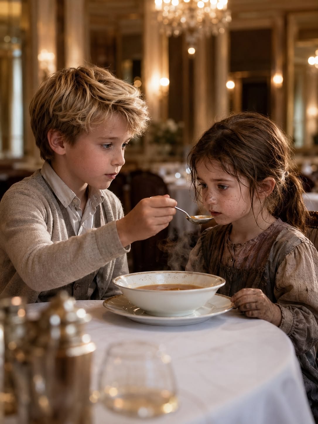 A MILLIONAIRE SAW HIS SON FEEDING A SICK BEGGAR GIRL IN HIS LUXURY RESTAURANT—THEN ONE SILVER LOCKET EXPOSED THE FAMILY HE ABANDONED
