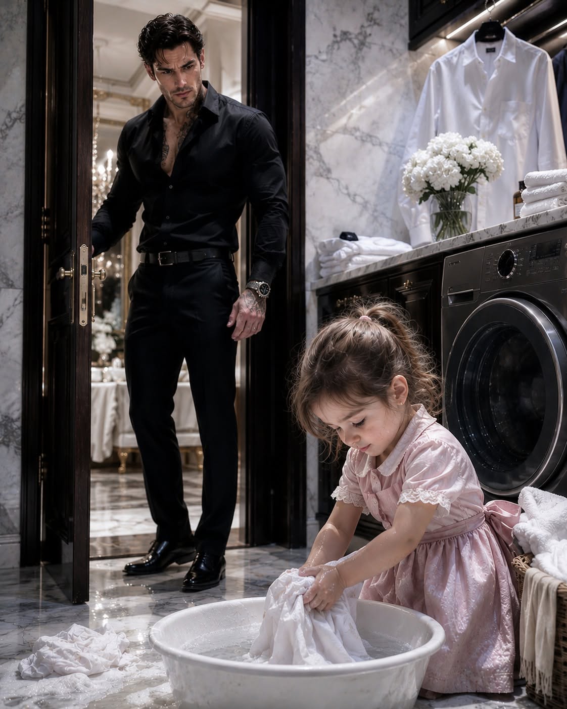 The most feared mafia boss in New York found my three-year-old daughter secretly scrubbing his ruined shirt because I was too sick to work—and someone had deliberately arranged for him to catch her. Hours later, a laundry receipt revealed that one of his own men had been selling our names to his enemies, calling us the only weakness capable of destroying him.