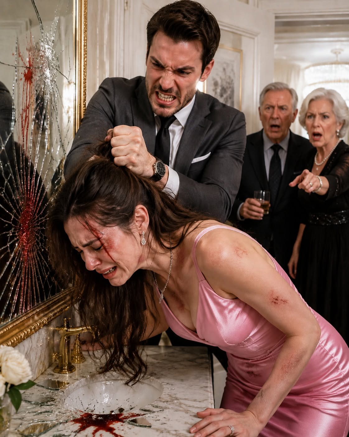 MY HUSBAND SHATTERED MY HEAD AGAINST THE BATHROOM MIRROR WHILE HIS MOTHER ORDERED ME TO CLEAN THE BLOOD—BUT THE THREE CLICKS FROM MY POCKET EXPOSED THE CRIME THAT BROUGHT THE ENTIRE WHITAKER EMPIRE TO ITS KNEES