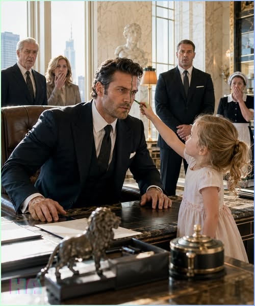 The entire Caruso estate went silent when three-year-old Emma Mercer reached across Dominic Caruso’s desk with a green crayon and drew a crooked line straight down the face of the most feared mafia boss in Chicago. Her mother screamed.
