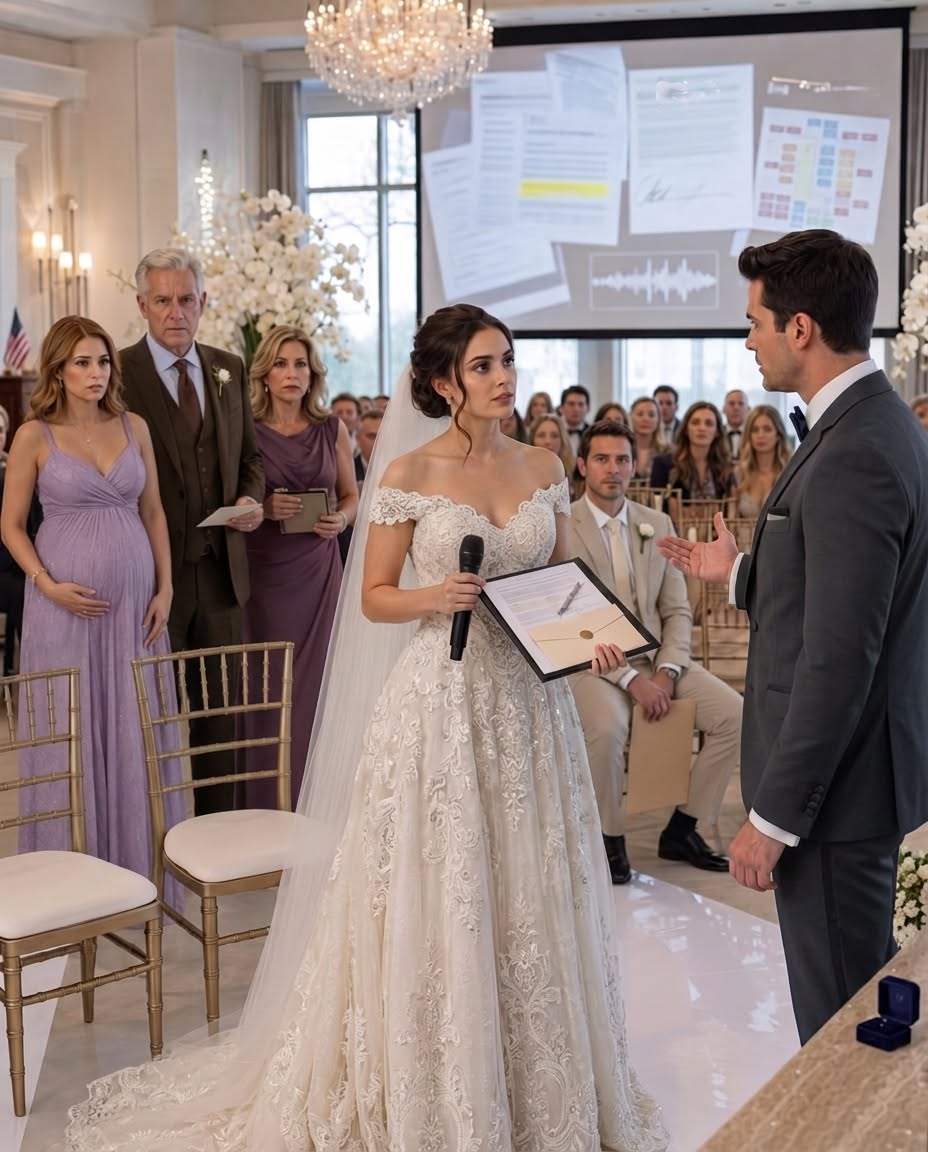 HOURS BEFORE MY WEDDING, I HEARD MY FIANCÉ AND SISTER PLANNING TO USE OUR MARRIAGE TO STEAL MY COMPANY—SO I CHANGED THE SEATING CHART, PLAYED THEIR CONFESSION, AND LET THEM SIGN AWAY THEIR OWN FUTURE