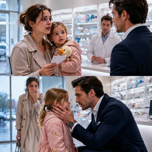 THE BILLIONAIRE FOUND HIS EX-WIFE IN TEARS AT A PHARMACY WITH A SICK LITTLE GIRL IN HER ARMS