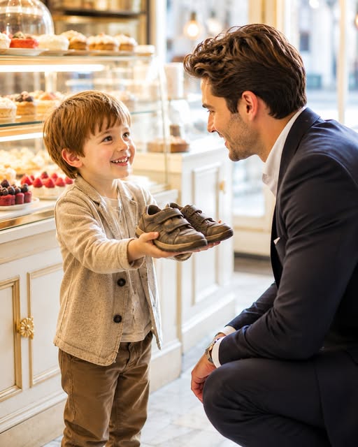 “SIR, I’LL TRADE YOU MY SHOES FOR A SLICE OF CAKE…” — THE MILLIONAIRE LOOKED AT HER ANKLE AND REALIZED THE UNTHINKABLE
