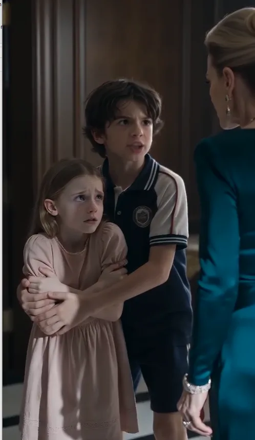 A six-year-old girl stood frozen beside a shattered porcelain vase, tears filling her blue eyes.