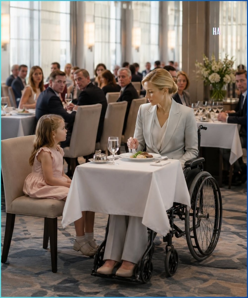Everyone Watched the Wheelchair-Bound CEO Eat Alone Until a Little Girl Sat Beside Her and Asked Why No One Loved Her  The little girl dragged a metal chair across the rooftop so loudly that nearly two hundred employees stopped talking-111