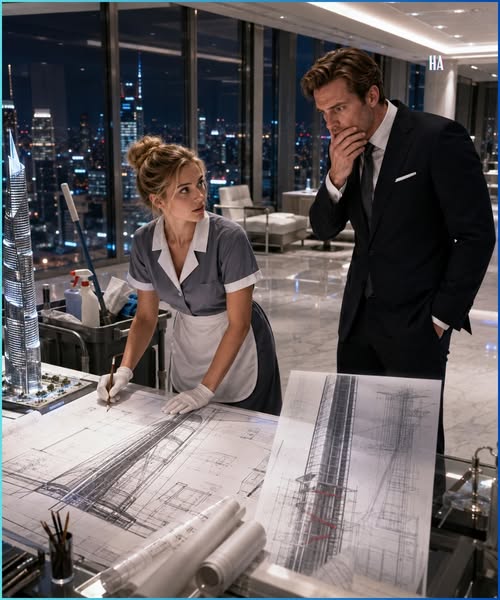 The Billionaire Found a Cleaning Woman Redrawing His $12 Billion Tower at Midnight and Then He Saw What His Engineers Had Hidden At 2:17 in the morning, billionaire Nathan Caldwell found a cleaning woman kneeling on the forty-ninth floor of his unfinished skyscraper, surrounded by blueprints she was never supposed to touch. His first thought was theft.