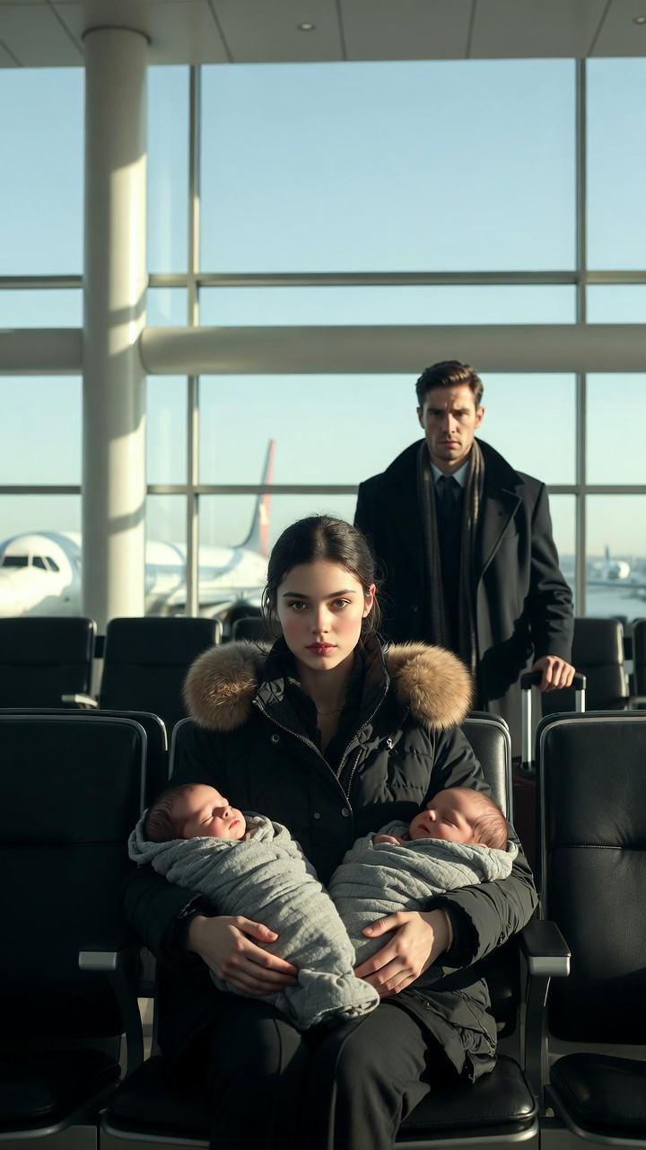 He thought it was just another flight—until he saw his former maid sitting alone in the airport, holding newborn twins who looked exactly like him. But when she refused to meet his eyes and tried to hide the babies, he realized this wasn’t coincidence… it was a secret that could destroy everything he thought he knew.