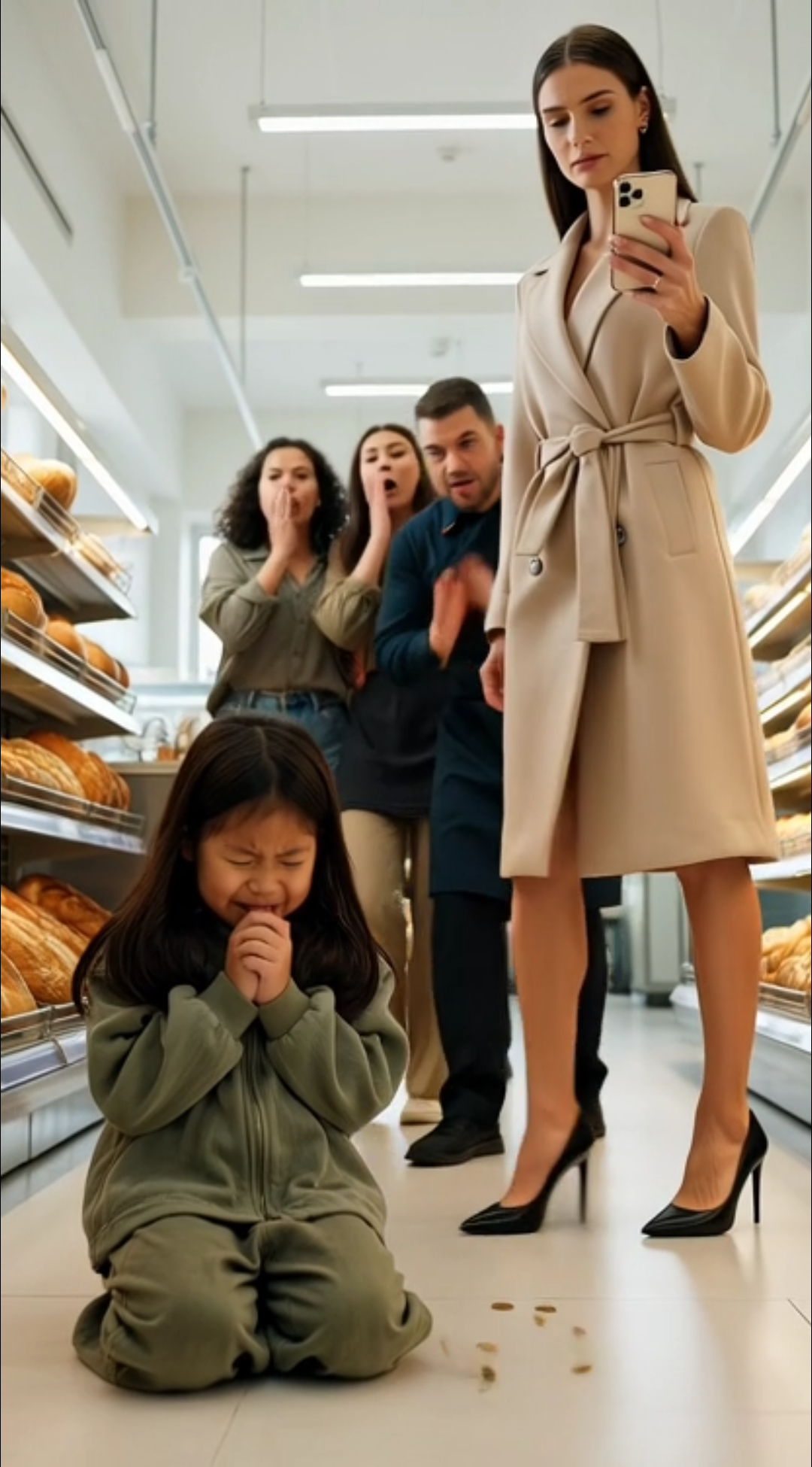 A Rich Woman Kicked a Little Girl’s Coins… Seconds Later, One Word Exposed a Family Secret No One Saw Coming