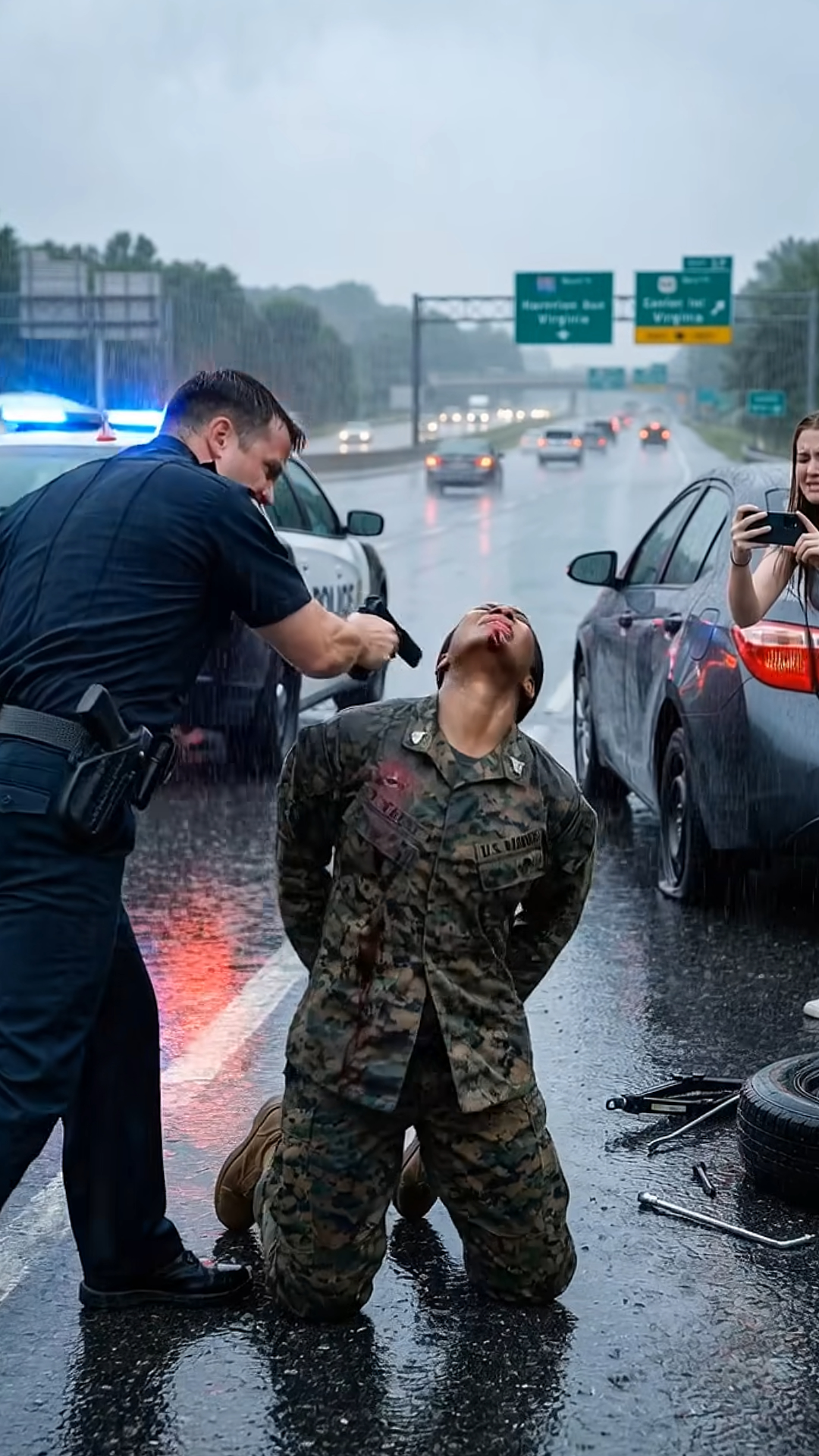 A Black U.S. Marine Captain Stopped in the Rain to Help a Stranger—Then a Cop Shot the Handcuffed Marine Captain… and Tried to Erase the Truth
