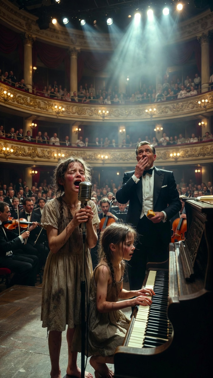 Everyone Laughed When Two Homeless Twin Girls Asked to Play the Piano—Then the Theater Owner Heard Their Mother’s Song and Dropped to His Knees