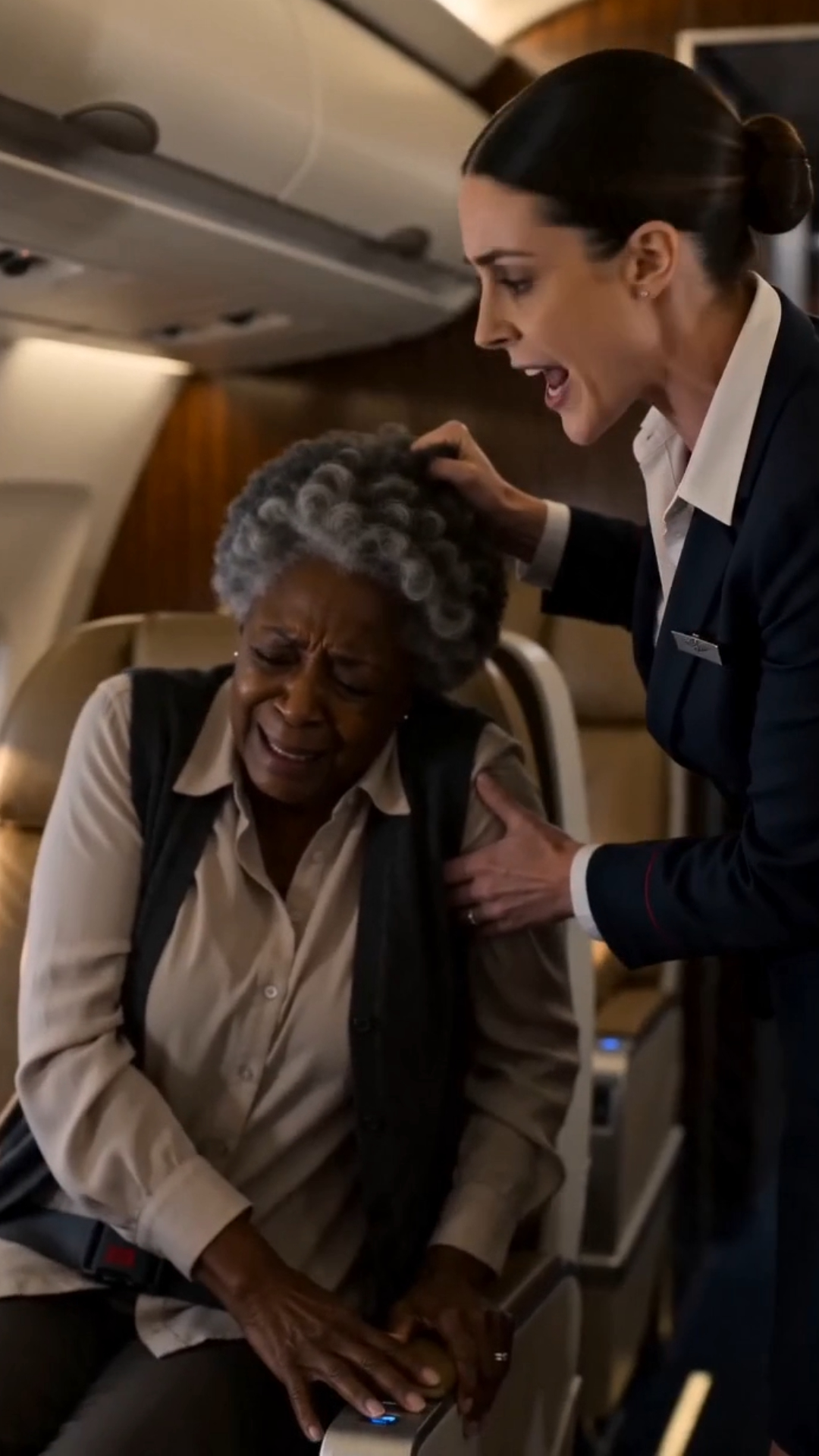 A Flight Attendant Grabbed a 72-Year-Old Woman in First Class — Then Her Son Stood Up and Grounded the Entire Plane